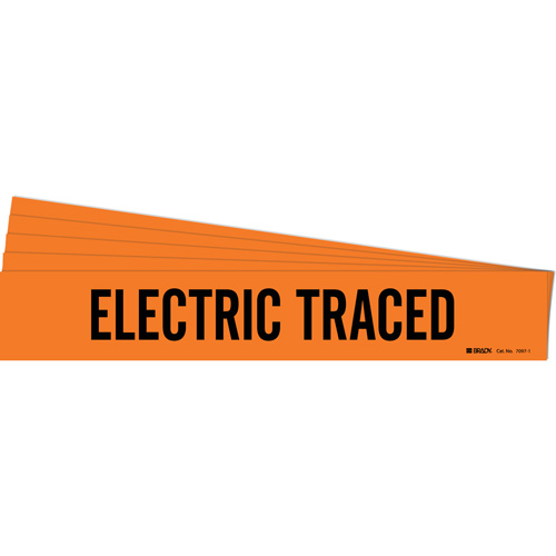 Brady 7097-1-PK "Electric Traced" Pipe Marker, Self-Adhesive, 2-1/4" H x 14" W, Black on Orange