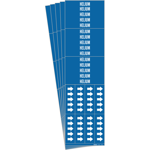 Brady 7133-3C-PK "Helium" Pipe Markers, Self-Adhesive, 2-1/4" H x 2-3/4" W, White on Blue