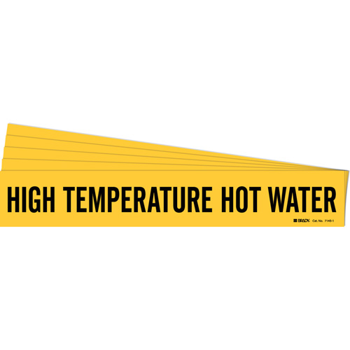 Brady 7143-1-PK "High Temperature Hot Water" Pipe Marker, Self-Adhesive, 2-1/4" H x 14" W, Black on Yellow