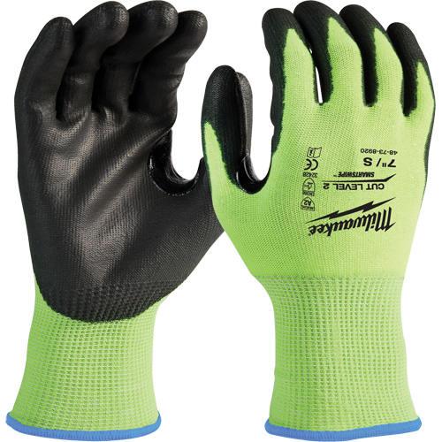 Milwaukee 48-73-8924 Gants haute visibilit&eacute; r&eacute;sistant aux coupures, Taille 2T-Grand, Calibre 15, Rev&ecirc;tement Nitrile/Polyur&eacute;thane, Enveloppe en Poly&eacute;thyl&egrave;ne, ANSI/ISEA 105 niveau 2