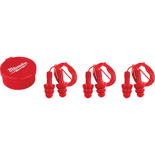 Milwaukee 48-73-3151 Reusable Ear Plugs, Corded, Pair - Plastic Case, 26 dB NRR, One-Size