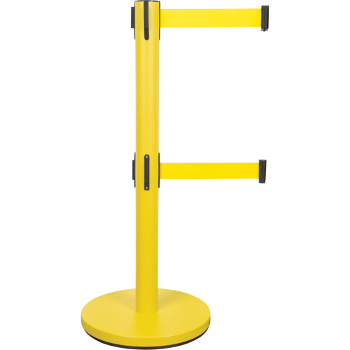 Zenith Safety Products SHA666 Dual Belt Crowd Control Barrier, Steel, 35" H, Yellow Tape, 7' Tape Length