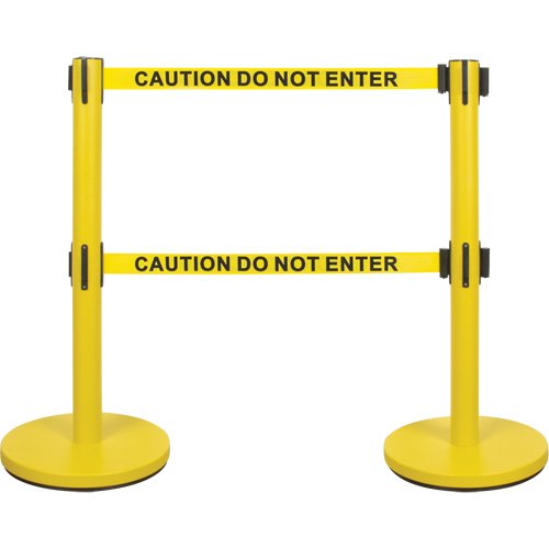 Zenith Safety Products SHA668 Dual Belt Crowd Control Barrier, Steel, 35" H, Yellow Tape, 7' Tape Length