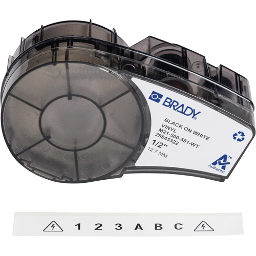 Brady M21-500-581-WT Repositionable Multi-Purpose Labels with Ribbon, Black