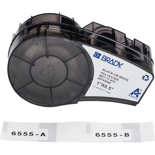 Brady M21-17-423 &eacute;tiquettes polyvalentes avec ruban pour environnements hostiles, Noir