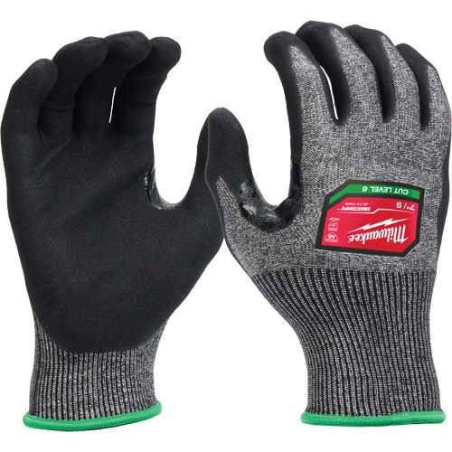 Milwaukee 48-73-7002 Gants enduits par trempage &agrave; dext&eacute;rit&eacute; &eacute;lev&eacute;e, Taille Grand, Calibre 18, Rev&ecirc;tement Nitrile, Enveloppe en Poly&eacute;thyl&egrave;ne, ASTM ANSI niveau A6/EN 388 niveau F