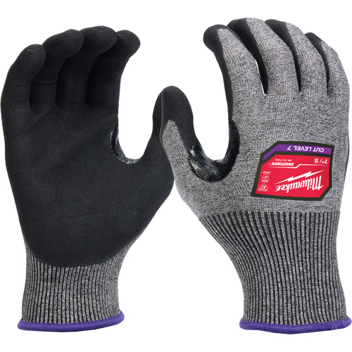 Milwaukee 48-73-7012 High-Dexterity Dipped Gloves, Size Large, 18 Gauge, Nitrile Coated, Nylon/Polyethylene/Tungsten Shell, ASTM ANSI Level A7/EN 388 Level 4