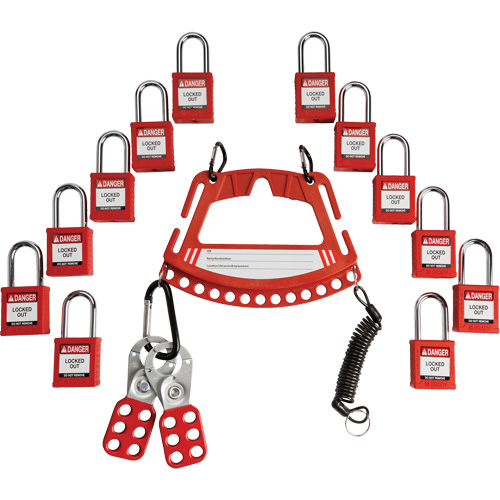 Brady 153678 Lock & Tag Carrier with Keyed Alike Nylon Safety Lockout Padlocks