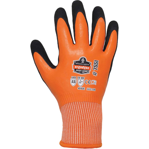 Ergodyne 17675 ProFlex 7551 Coated Cut-Resistant Winter Work Gloves, Size X-Large, 10/13 Gauge, Nitrile/Rubber Latex Coated, HPPE Shell, ASTM ANSI Level A5/EN 388 Level E