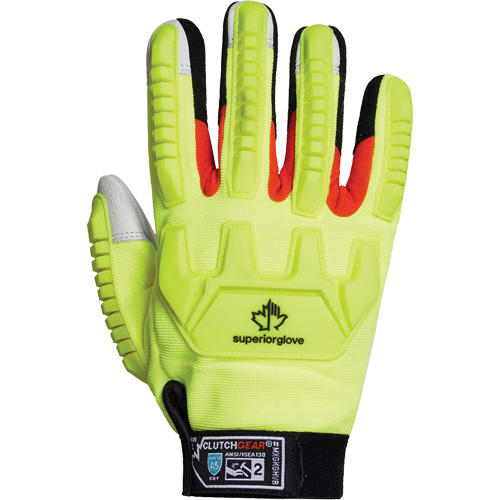 Superior Glove Works Ltd. MXGKGHVB-XS Clutch Gear&reg; High-Visibility Cut-Resistant Gloves, Size 6/X-Small, Goatskin/Kevlar&reg; Shell, ASTM ANSI Level A5