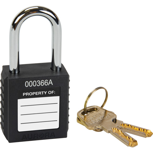 Outils Aurora SHC361 Verrou de s&eacute;curit&eacute;, Noir, Cl&eacute;s diff&eacute;rentes, Thermoplastique, Largeur de 1-1/2"