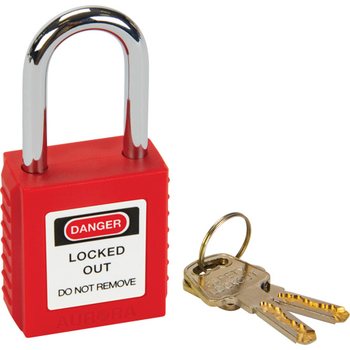 Aurora Tools SHC365 Lock for Lockouts, Safety Padlock, Keyed Different, Thermoplastic, 1-1/2" Width