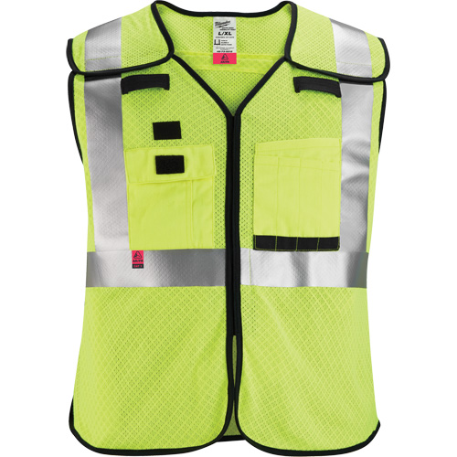 Milwaukee 48-73-5214 Gilet de s&eacute;curit&eacute; &agrave; maille d&eacute;tachable, Noir/Jaune lime haute visibilit&eacute;, 4T-Grand/5T-Grand