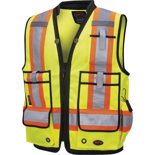 Pioneer V1011160-L 6677 1200D Surveyor's Vest, High Visibility Lime-Yellow, Large, Polyester