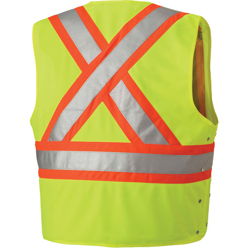Pioneer V1020160-S/M 131 Veste de s&eacute;curit&eacute; avec c&ocirc;t&eacute;s r&eacute;glables, Jaune lime haute visibilit&eacute;, Moyen/Petit, Polyester