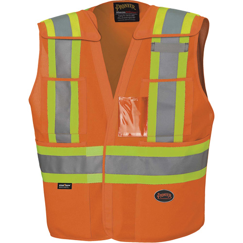 Pioneer V1020951-6/7XL 6930 Veste d'arpenteur d&eacute;tachable &agrave; &eacute;paules tombantes, Orange haute visibilit&eacute;, 6T-Grand/7T-Grand, Polyester