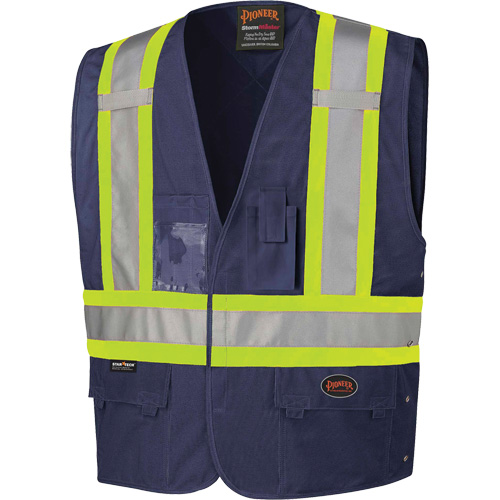 Pioneer V1021580-4/5XL 134N Safety Vest with Adjustable Sides, Navy Blue, 4X-Large/5X-Large, Polyester
