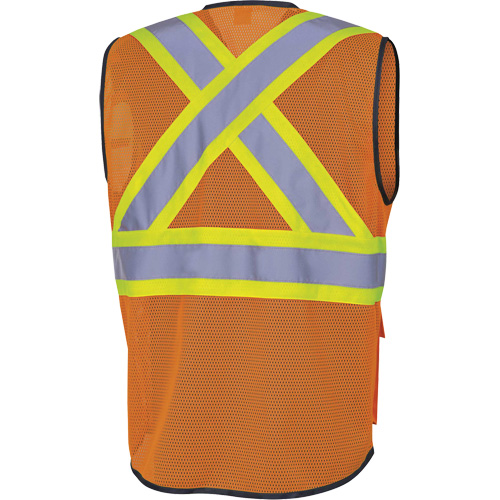Pioneer V1024850-M 6960 Front Mesh Safety Vest, High Visibility Orange, Medium, Polyester
