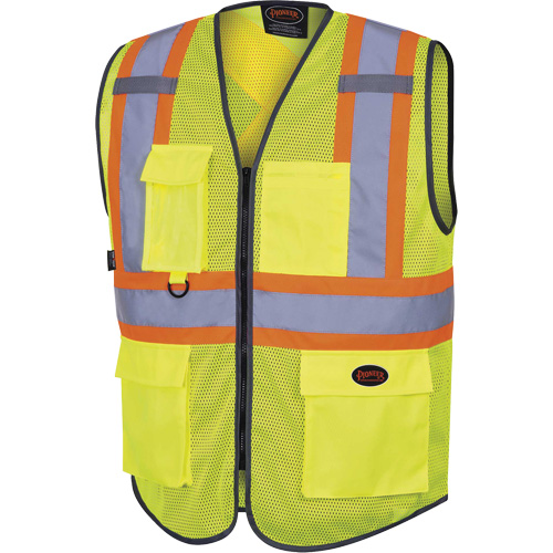 Pioneer V1024860-4XL 6961 Front Mesh Safety Vest, High Visibility Lime-Yellow, 4X-Large, Polyester