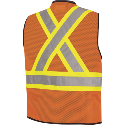 Pioneer V1024950-S/M 6894 Zip-Front Bi-Colour Safety Vest, High Visibility Orange, Medium/Small, Polyester