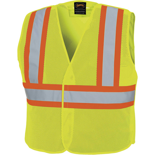 Pioneer V1030560-L/XL 598P Tear-Away Mesh Safety Vest, High Visibility Lime-Yellow, Large/X-Large, Polyester