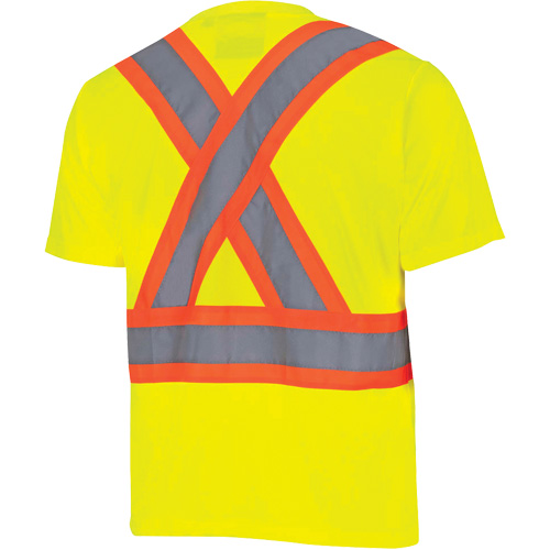 Pioneer V1051160-L 6991 Bird's-Eye Safety Shirt, Polyester, Large, High Visibility Lime-Yellow