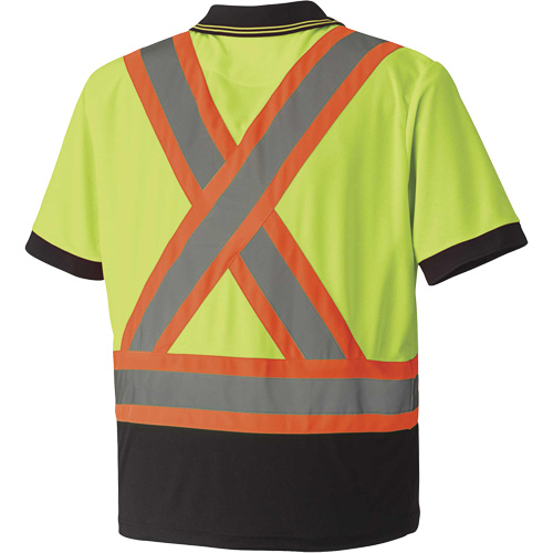 Pioneer V1051360-XS 6987 Polo de s&eacute;curit&eacute; en il-de-perdrix, Polyester, T-petit, Jaune lime haute visibilit&eacute;