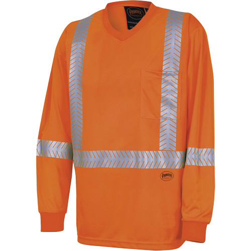 Pioneer V1052251-XS 6904A Ultra-Cool Ultra-Breathable Long-Sleeved Safety Shirt, X-Small, High Visibility Orange