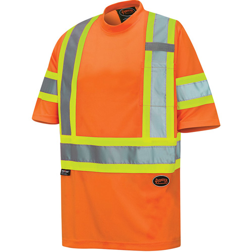 Pioneer V1052750-L 6970 Bird's-Eye Safety T-Shirt, Polyester, Large, High Visibility Orange