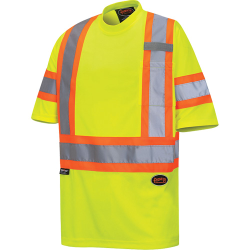 Pioneer V1052760-4XL 6971 Bird's-Eye Safety T-Shirt, Polyester, 4X-Large, High Visibility Lime-Yellow