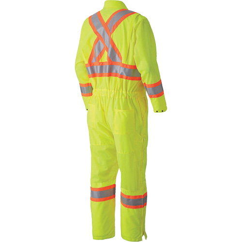 Pioneer V1070161-XS 5999A Traffic Safety Coveralls, X-Small, High Visibility Lime-Yellow