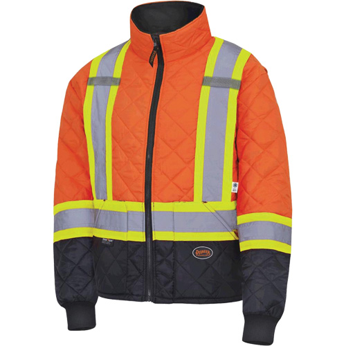 Pioneer V1170150-L 5015 Manteau matelass&eacute; pour cong&eacute;lateur, Polyester, Noir/Orange haute visibilit&eacute;, Grand