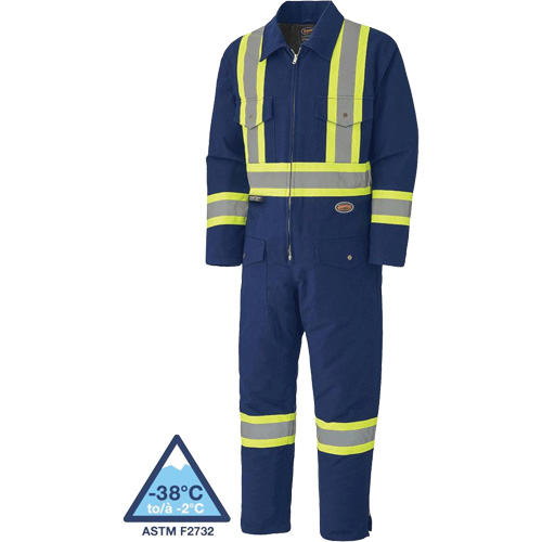 Pioneer V206098A-L 5539A Quilted Duck Coveralls, Large, Navy Blue