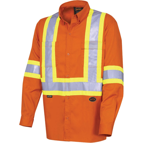 Pioneer V2120510-4XL 4441 Chemise de s&eacute;curit&eacute; &agrave; manches longues ultra respirante, Coton, 4T-Grand, Orange haute visibilit&eacute;