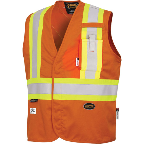 Pioneer V2540050-XL 7728 FR-Tech&reg; Flame-Resistant Arc Safety Vest, X-Large, High Visibility Orange, 10 cal/cm²