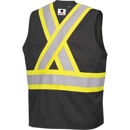 Pioneer V2540070-L 7729 FR-Tech&reg; Flame-Resistant Arc Safety Vest, Large, Black, 10 cal/cm²