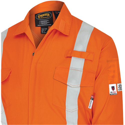 Pioneer V2541350-44 7702BB Combinaison de s&eacute;curit&eacute; FR-Tech 2 tons, Taille 44, Bleu marin/Orange, 10 cal/cm²