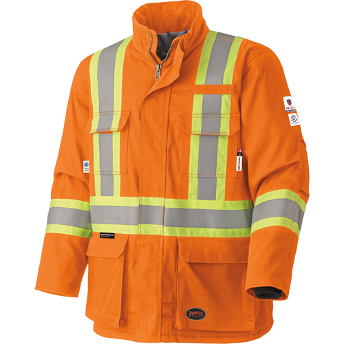Pioneer V2560250-M 5533 Flame-Resistant Safety Parka, Medium, High Visibility Orange, 58 cal/cm²