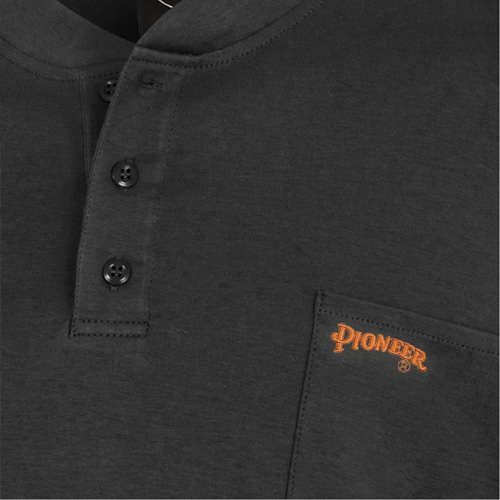 Pioneer V2580270-4XL 332 Chandail Henley en tricot interlock ignifuge, 4T-Grand, Noir