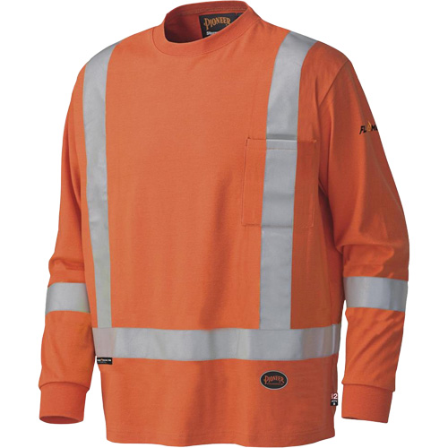 Pioneer V2580450-M 339SFA Chemise de s&eacute;curit&eacute; &agrave; manches longues ignifuge, Moyen, Orange haute visibilit&eacute;