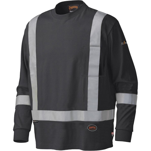 Pioneer V2580470-L 340SFA Flame-Resistant Long-Sleeved Safety Shirt, Large, Black