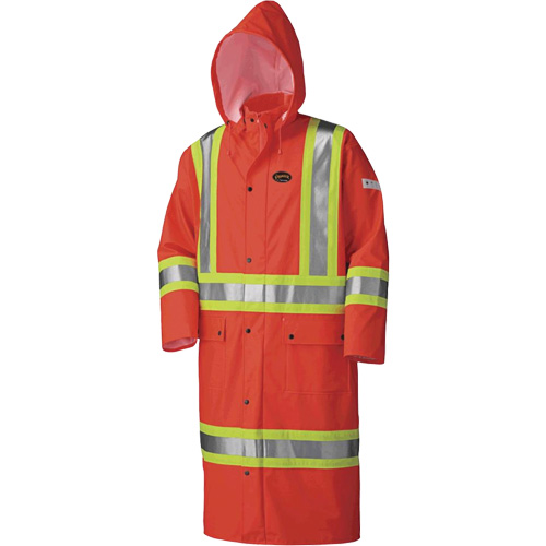 Pioneer V3520350-S 5896 Flame Resistant Waterproof Long Coat, Small, High Visibility Orange