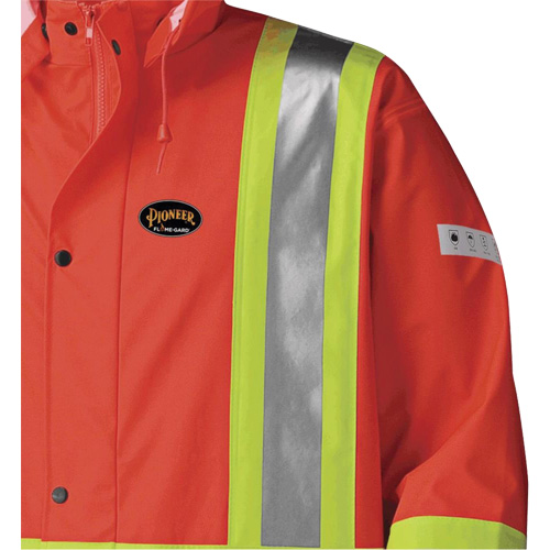 Pioneer V3520350-S 5896 Flame Resistant Waterproof Long Coat, Small, High Visibility Orange