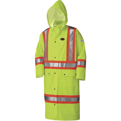 Pioneer V3520360-2XL 5897 Flame Resistant Waterproof Long Coat, 2X-Large, High Visibility Lime-Yellow