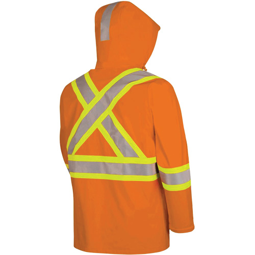 Pioneer V3520650-L 5880 Manteau de pluie ignifuge et protection contre les &eacute;clats d'arc &eacute;lectrique, Grand, Orange haute visibilit&eacute;, 10 cal/cm²