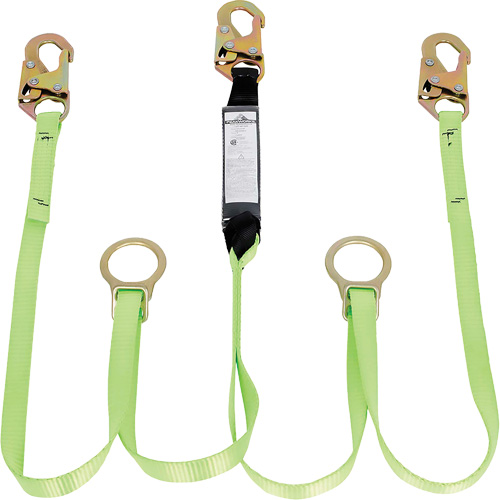 Peakworks V8104856 SA-54055-6 Shock Absorbing Lanyard, 6', Snap Hook Center, Snap Hook Leg Ends, Polyester