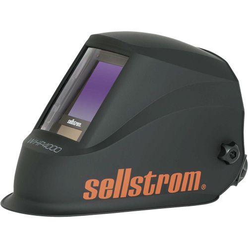 Sellstrom S26400 WHP4000 Casque de soudage ADF de la s&eacute;rie Premium avec technologie de lentilles bleues extra larges, 3,94" lo x 3,28" la Champ de vision, Noir/Orange