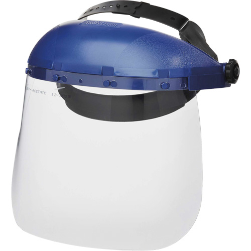 Sellstrom S39110 Masque protecteur avec coque simple de la s&eacute;rie 390 Premium, Ac&eacute;tate, Suspension Rochet