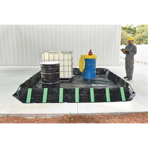 Ultratech 8609 Compact Ultra-Containment Berm&reg;, 179 US gal. Capacity, 6' W x 4' L x 12" H, Hinge Bracket