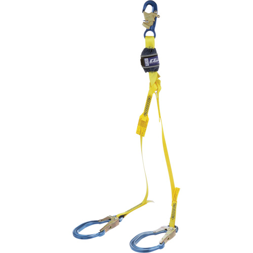 3M DBI Sala Fall Protection 1246110C EZ-Stop 100% Tie-Off Shock Absorbing Lanyard, 4', Rebar Hook Center, Locking Snap Hook Leg Ends, Polyester